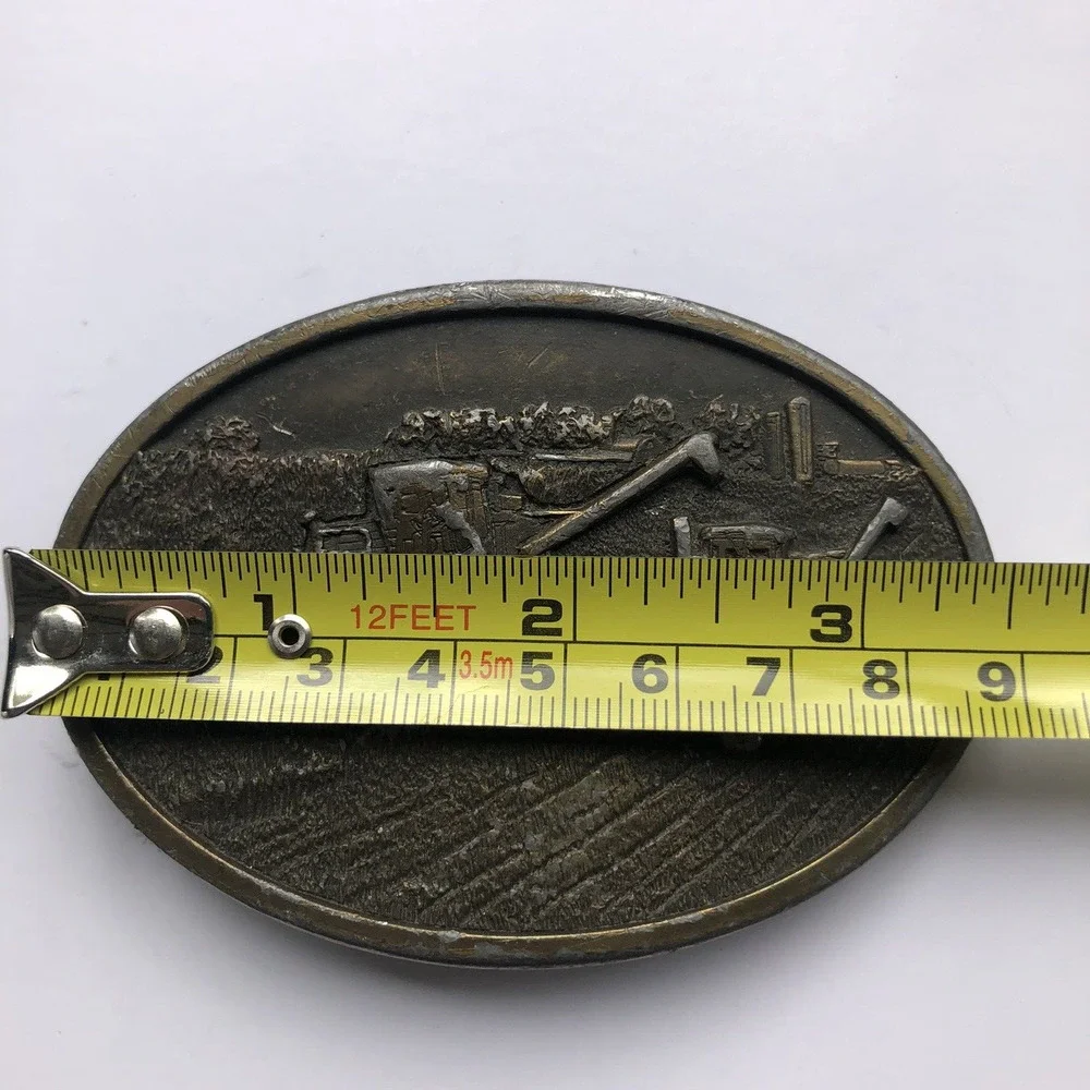 1977 Bergamot Brass Works Vintage Tractor Combine Harvest Oval Belt Buckle USA